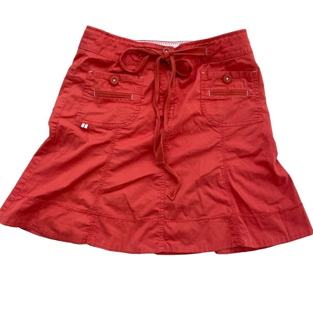 Sitwell Women's A-Line Mini Skirt Pockets Adjustable Drawstring Orange